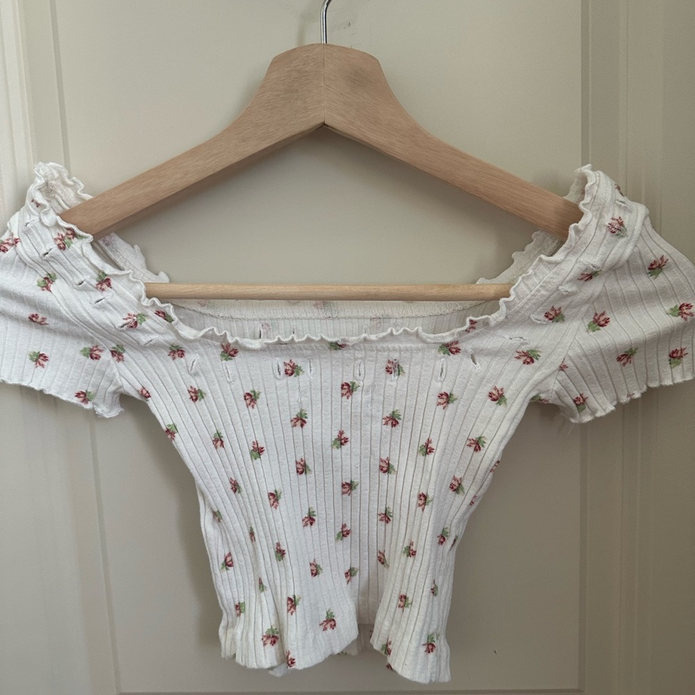 Floral Square Neck White Tank (Laura Ashley)